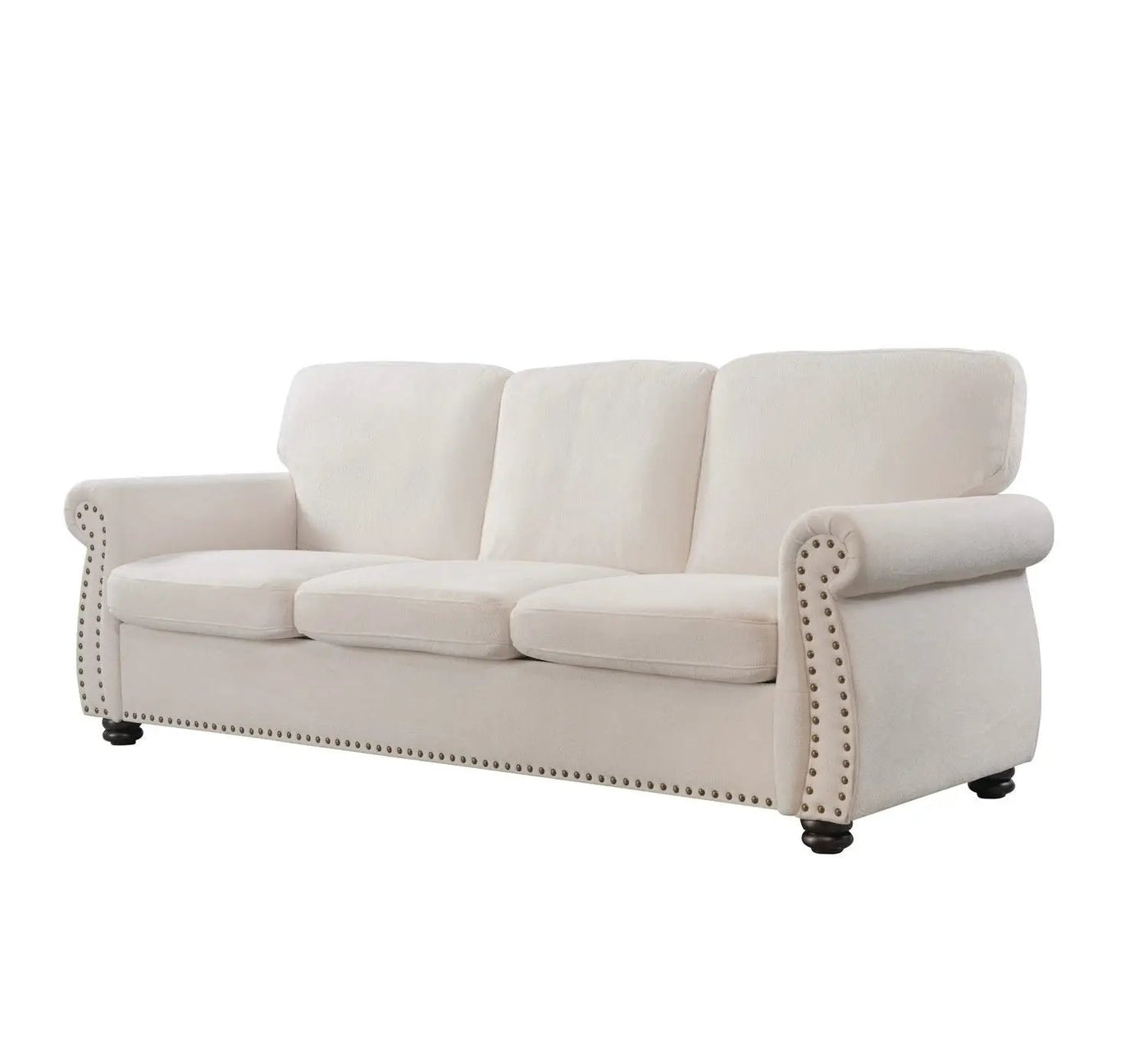 Soft Sofa, Upholstered 3 Seater Couch With High Density Foam, Loose Back Cushions And Turned Legs by Unique Piece Furniture
