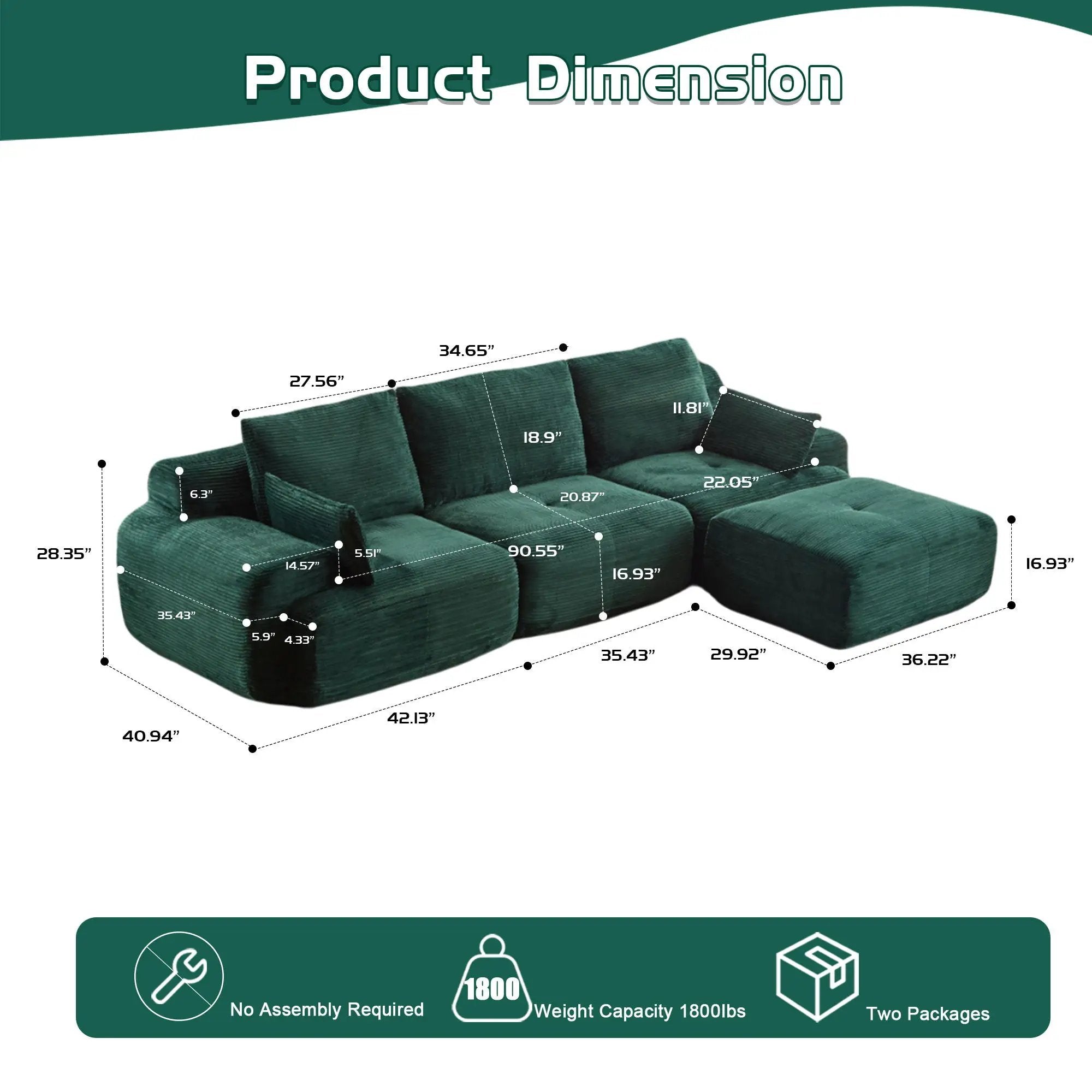 Compressed Sofa, Large Sectional Couches For Living Room by Unique Piece Furniture