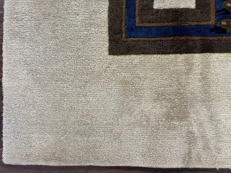 South American Rug 6x7, Unique Native American Design, Ivory, Ecuador Rug, Handmade Wool by Jewel Rugs