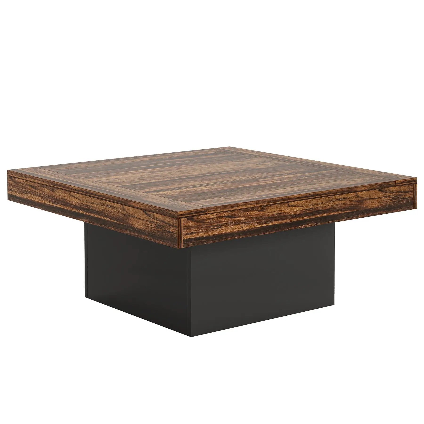 LED Coffee Table With Base, Center Table For Living Room - Rustic Brown by HouseOfZazla