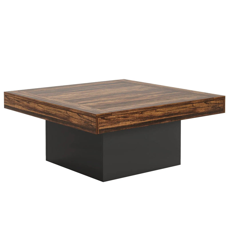 LED Coffee Table With Base, Center Table For Living Room - Rustic Brown by HouseOfZazla