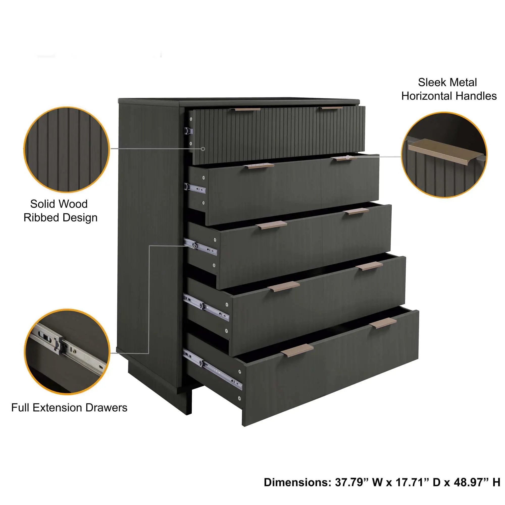 Granville - Chest With 5 Drawers by HouseOfZazla