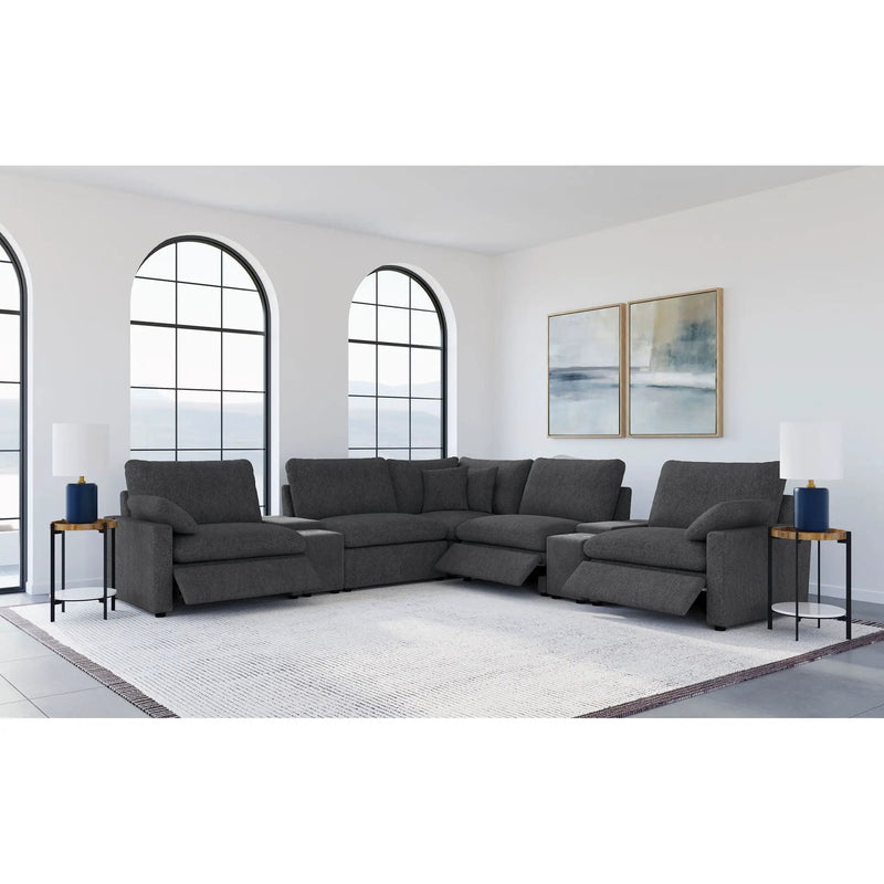 Modular Power Reclining With Lift Top Consoles, 7 Piece Configuration - Dark Gray by HouseOfZazla