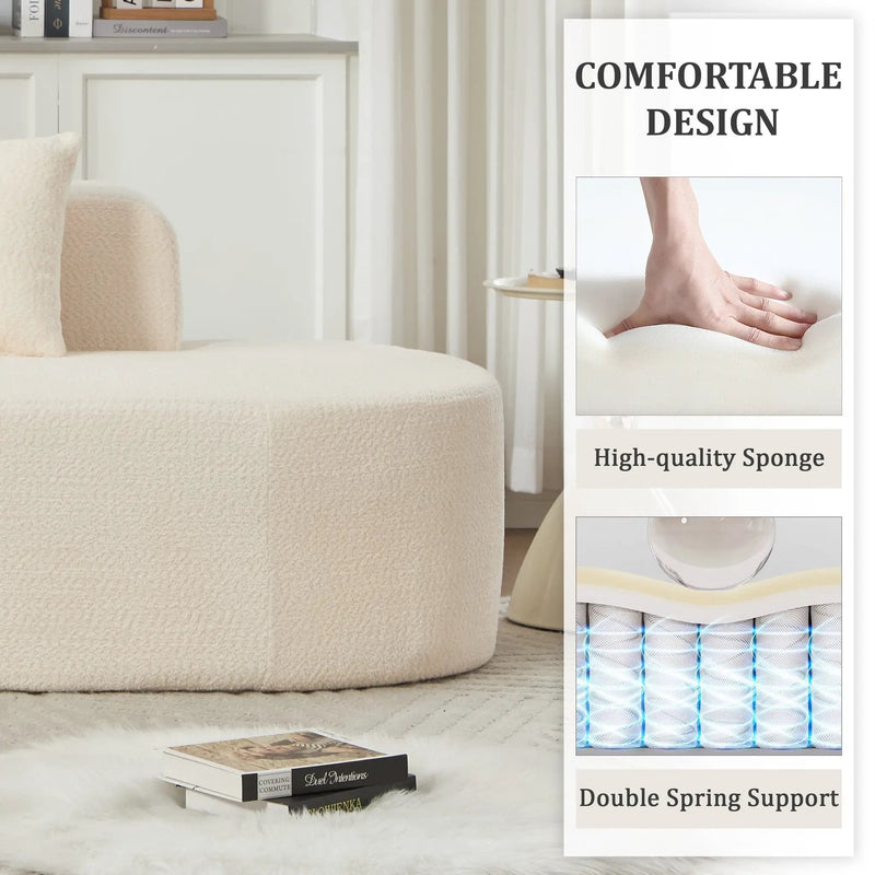 110.2'' Curved Sectional Sofa with 5 Pillows - Ivory by HouseOfZazla