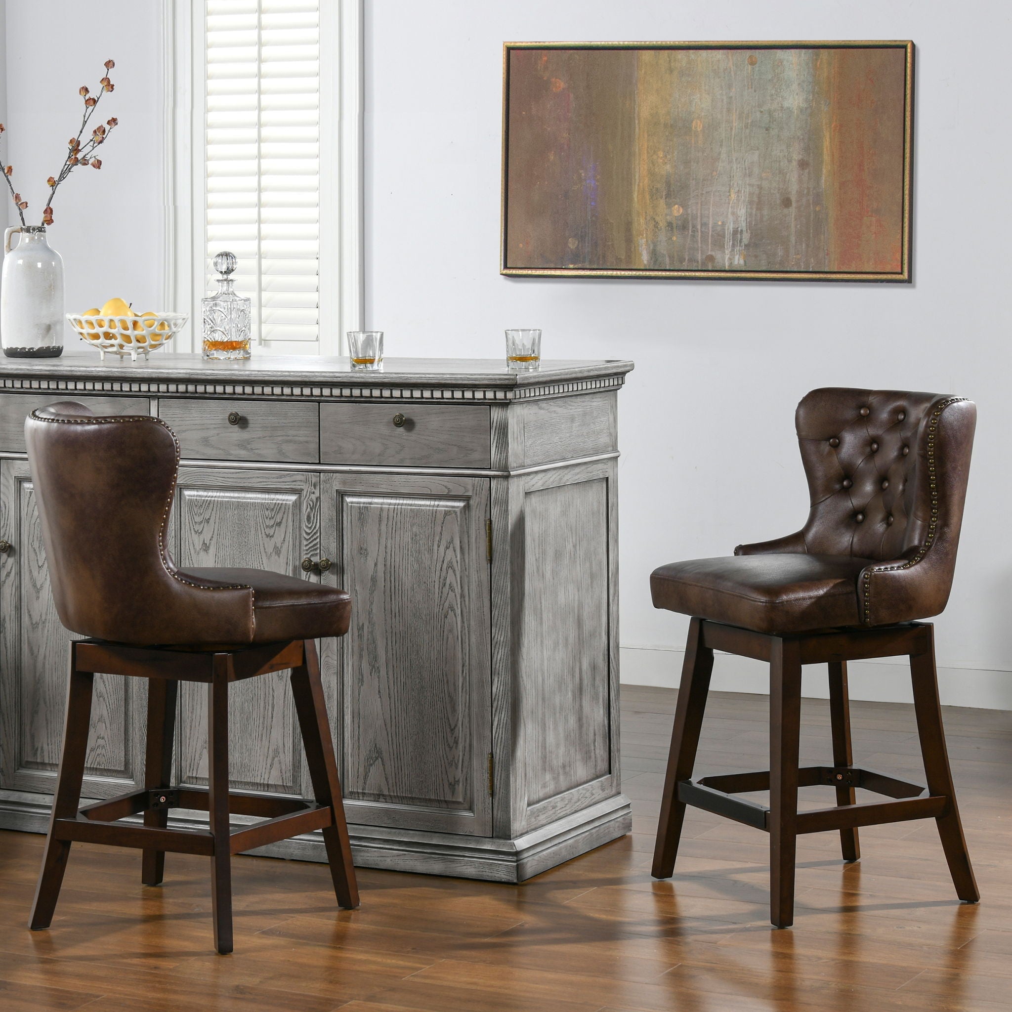 Holmes - Tufted High Back 360 Swivel Counter Height Barstool by HouseOfZazla