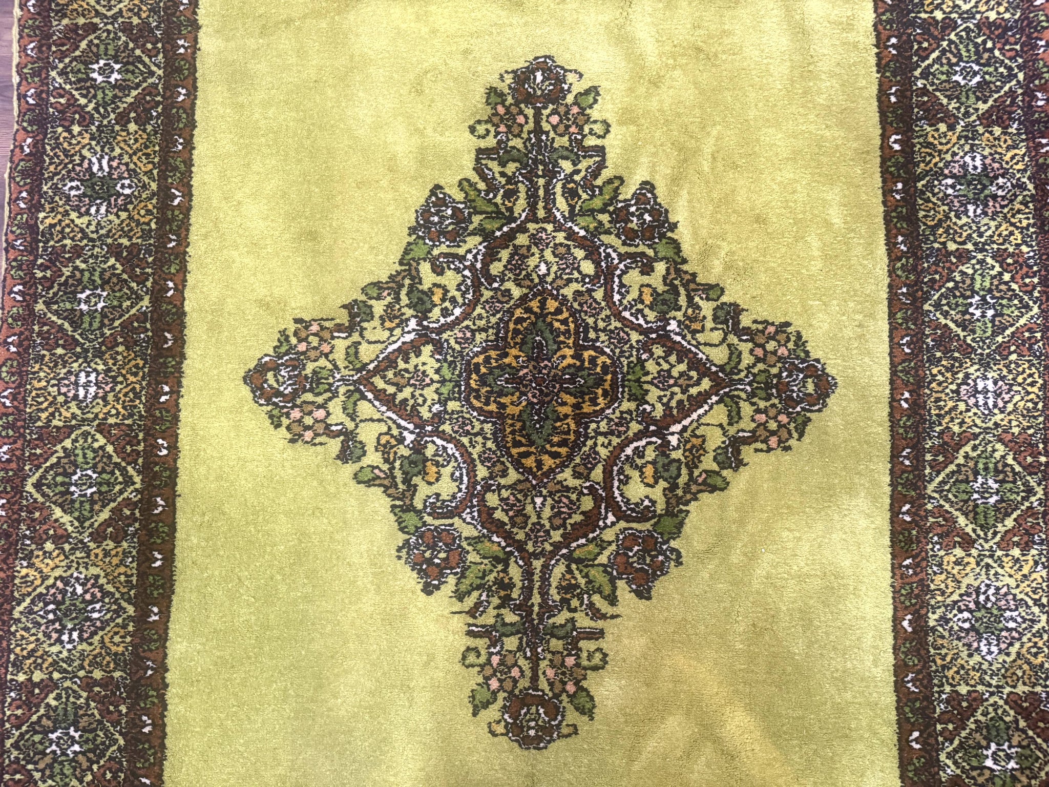 Moroccan Rug 6x8, Semi Open Field, Vintage, Lime Green, Wool Carpet by Jewel Rugs