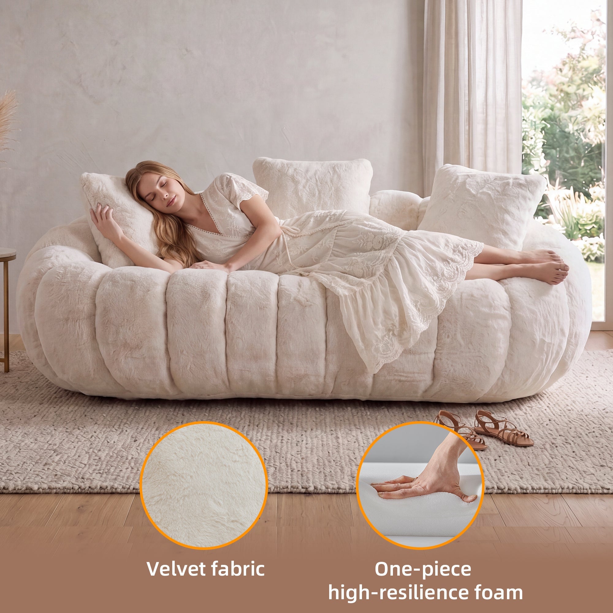 Floral-Shaped Ultra-Soft Faux Fur Two-Seater Sofa by HouseOfZazla
