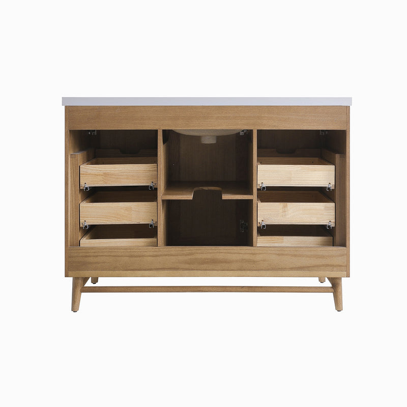 Fully Assembled 48" Freestanding Single Sink Light Coffee Bathroom Vanity by HouseOfZazla