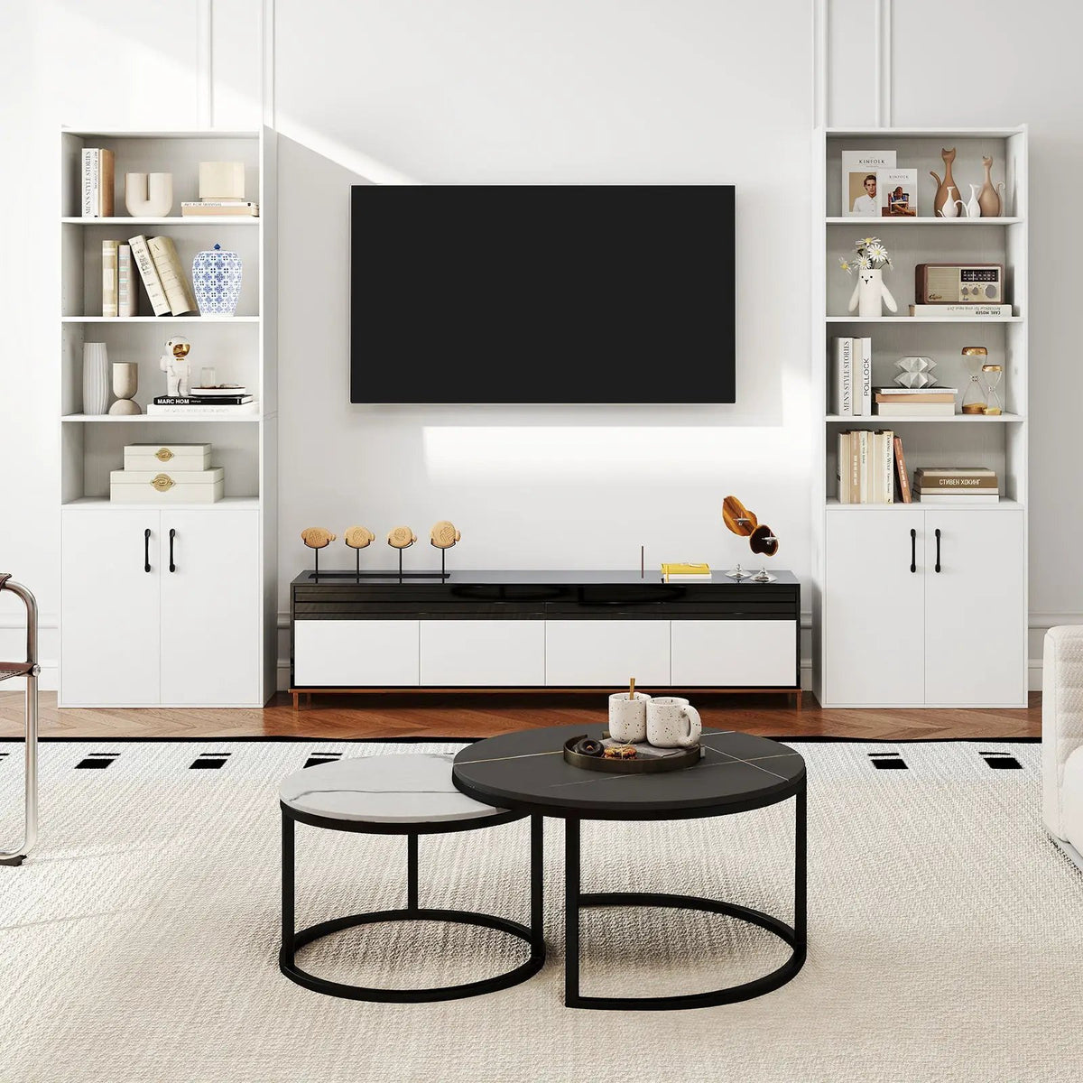 70 Inch Bookcase 6-Tier with Adjustable Shelves and 2-Door Cabinet, photo 6 of 9