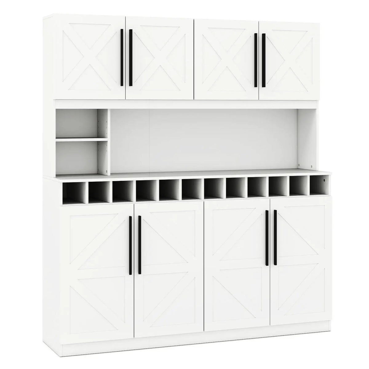 70 Inch Farmhouse Pantry Cabinet Kitchen Buffet Hutch with 4 Cabinets and 2 Open Shelves, photo 7 of 16