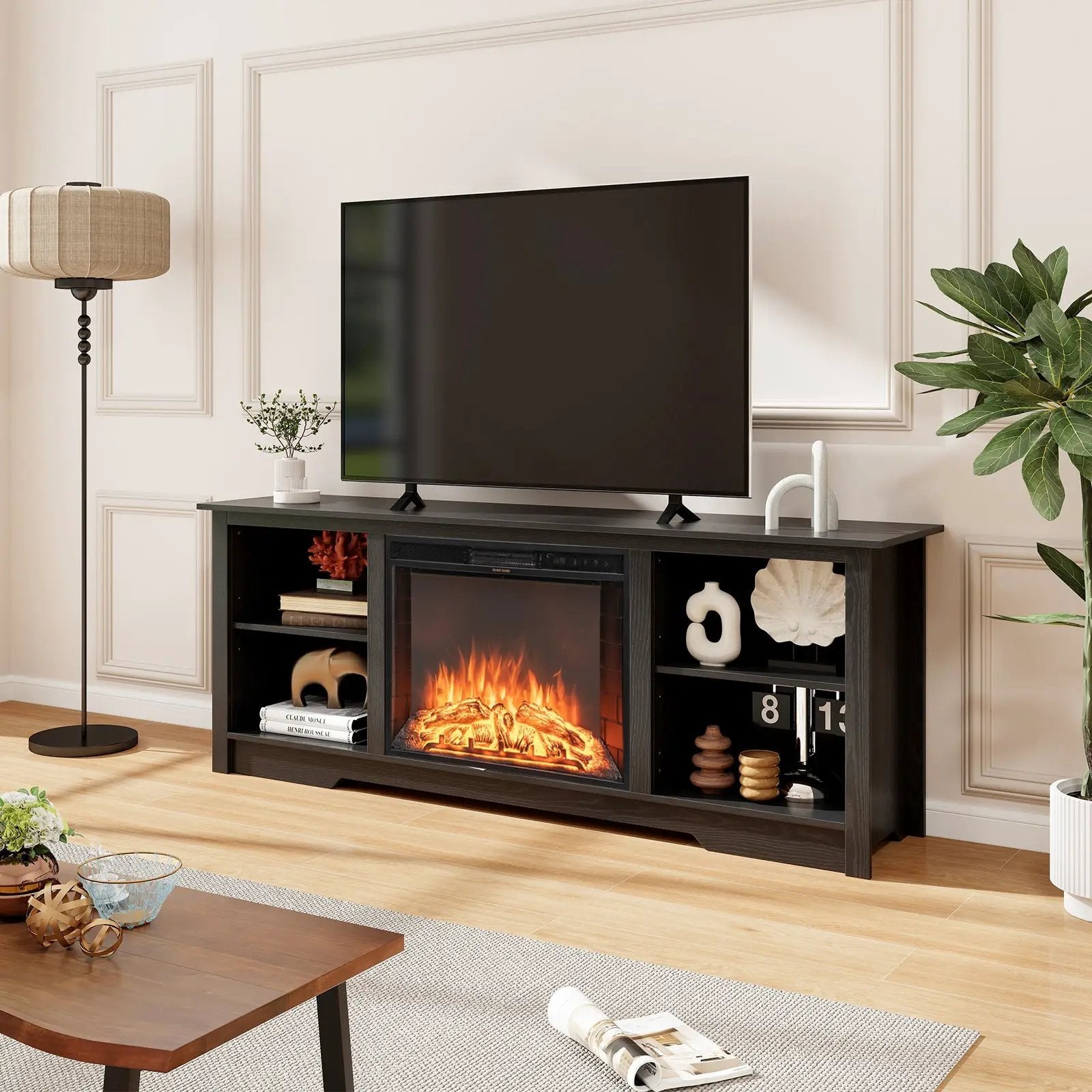 70 Inch TV Stand for up to 75 Inch Flat Screen TVs with Adjustable Shelves by DirectDeals