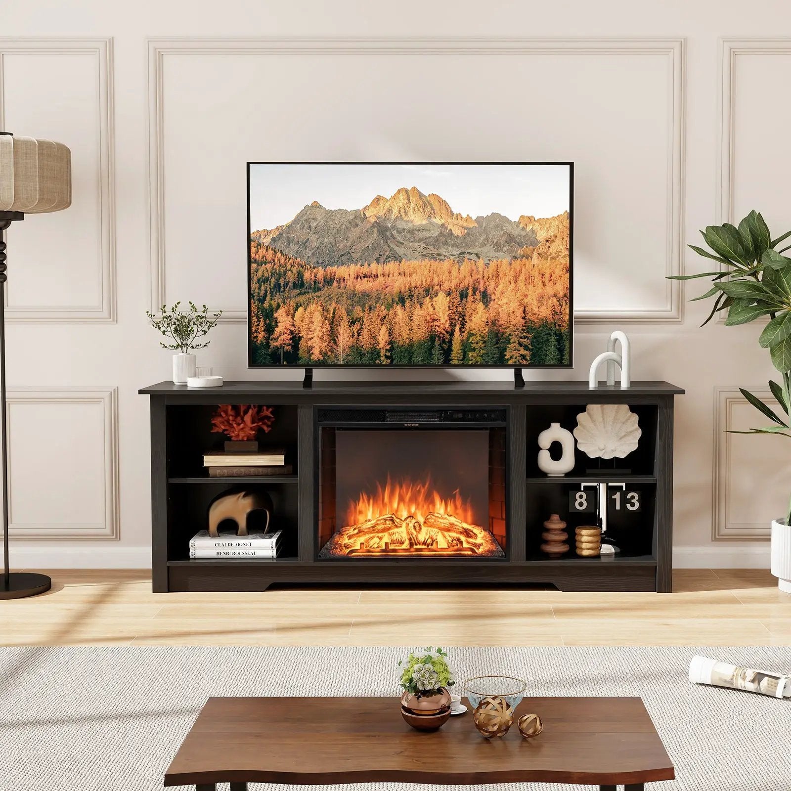 70 Inch TV Stand for up to 75 Inch Flat Screen TVs with Adjustable Shelves by DirectDeals