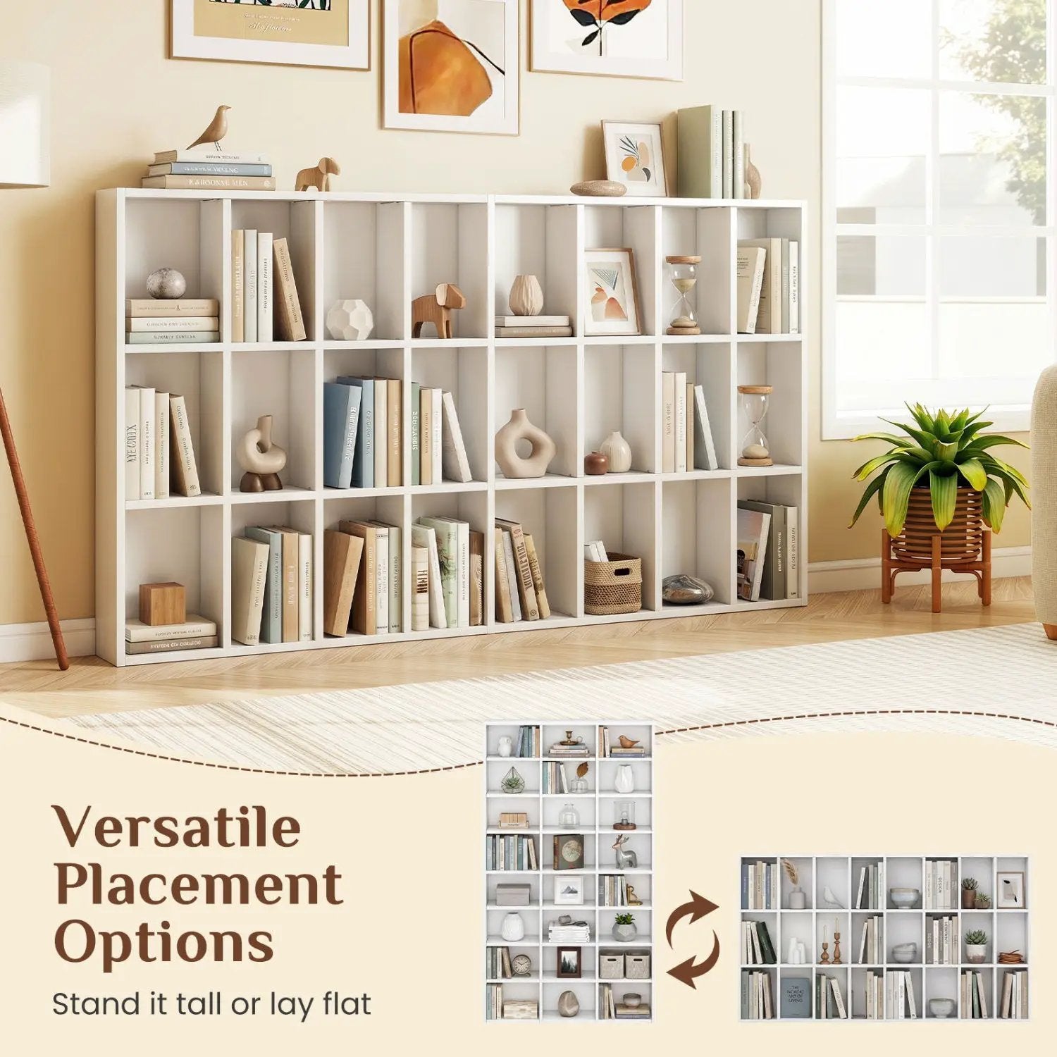 70-Inch Tall Bookshelf with 24 Cube Storage Compartments by DirectDeals