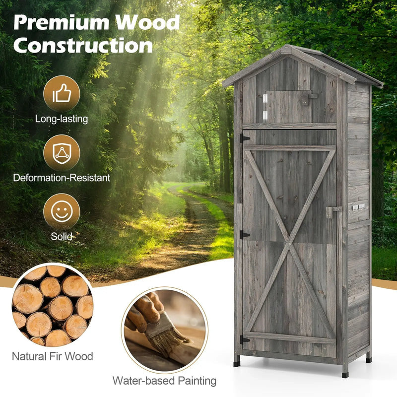 70 Inch Tall Garden Tool Storage Cabinet with Lockable Doors and Foldable Table by DirectDeals