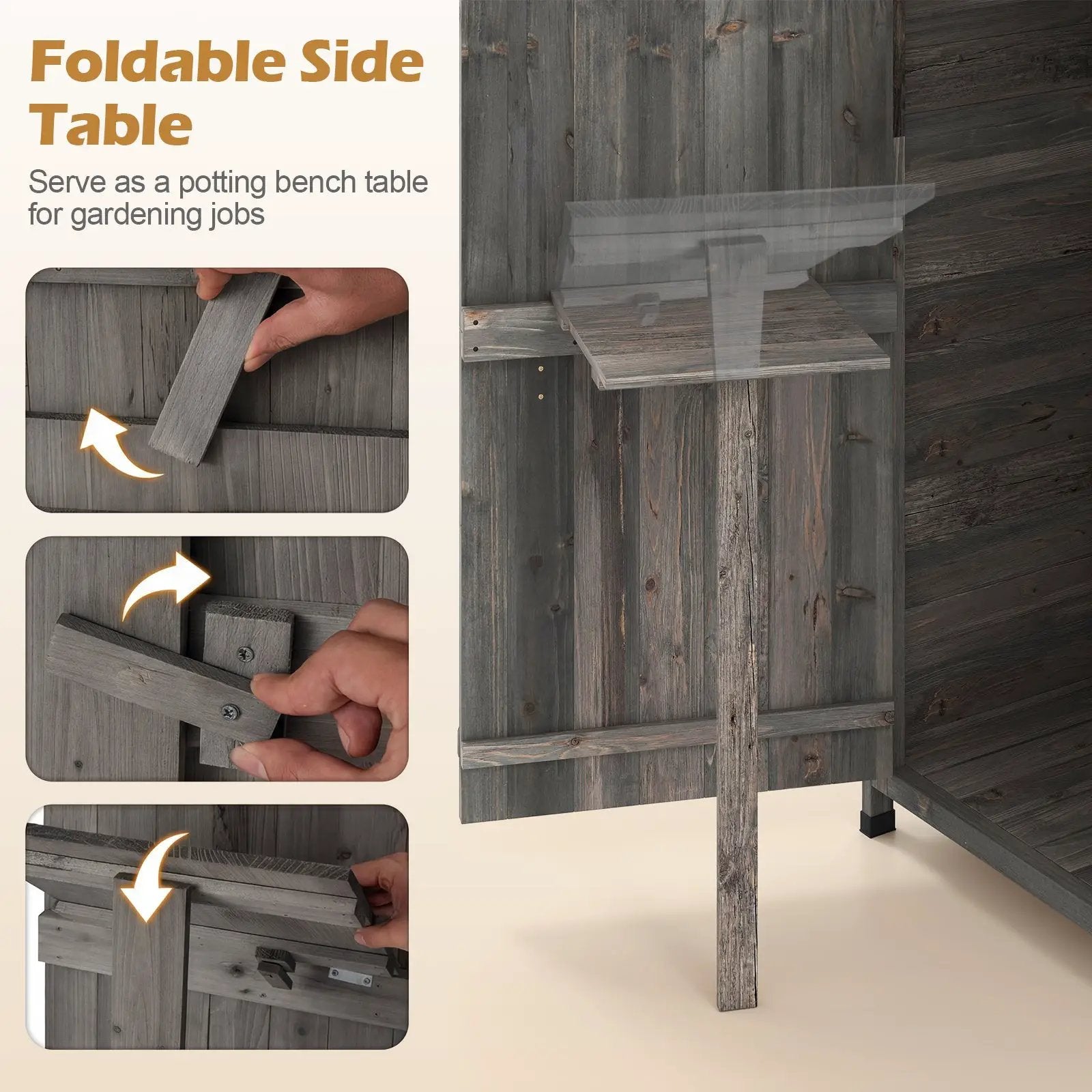 70 Inch Tall Garden Tool Storage Cabinet with Lockable Doors and Foldable Table by DirectDeals
