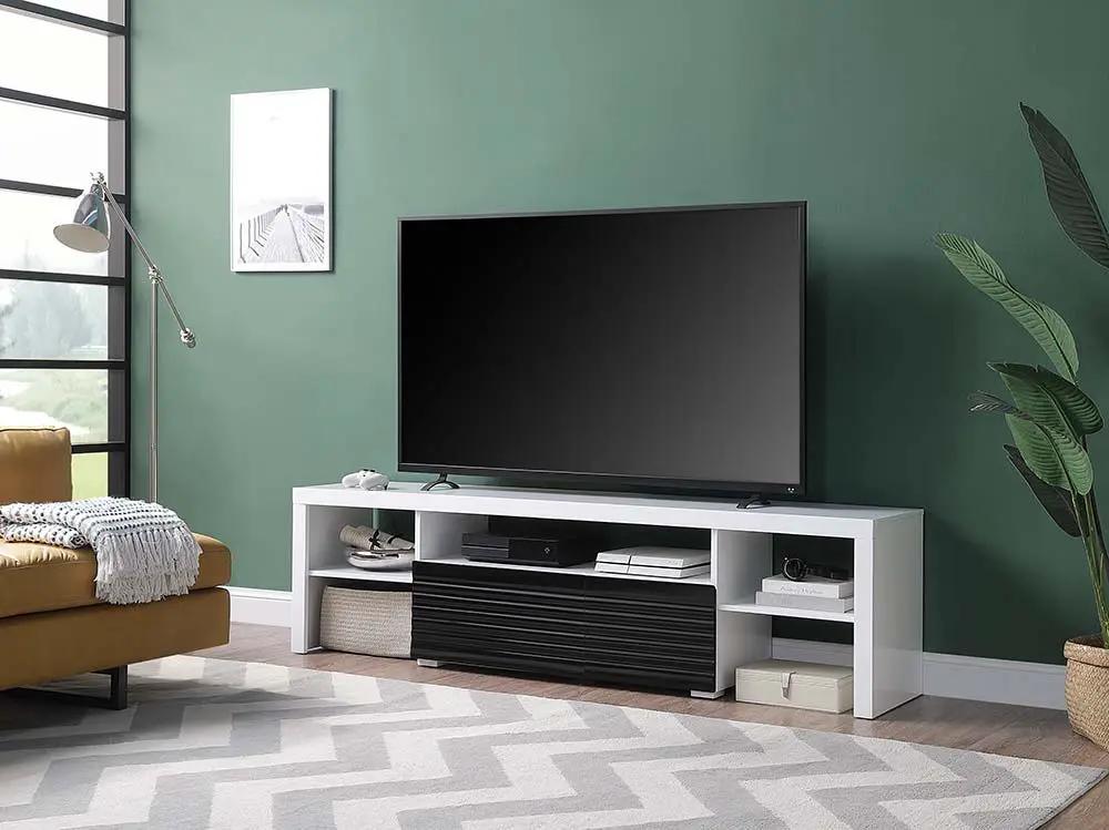 Buck II - TV Stand - White & Black High Gloss by Unique Piece Furniture