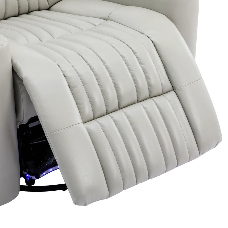 270° Power Swivel Recliner Home Theater Chair With Hidden Arm Storage, LED Light, Cup Holder, And Tray Table by HouseOfZazla