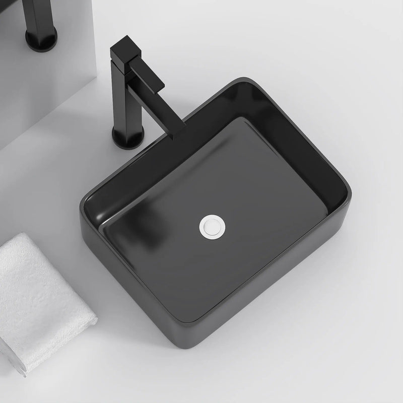 Modern European Design Ceramic Rectangular Vessel Bathroom Sink by HouseOfZazla