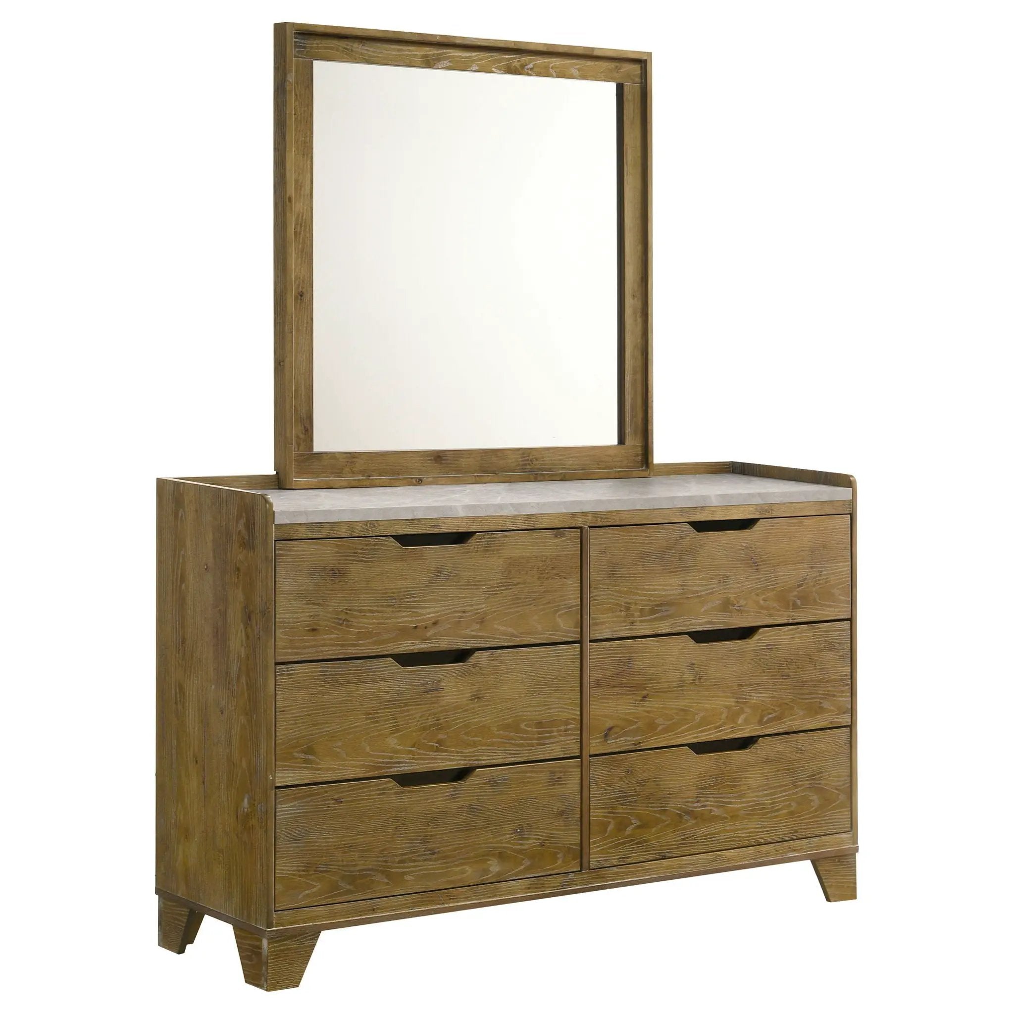 Henderson 6-drawer Bedroom Dresser with Mirror Medium Oak by Unique Piece Furniture