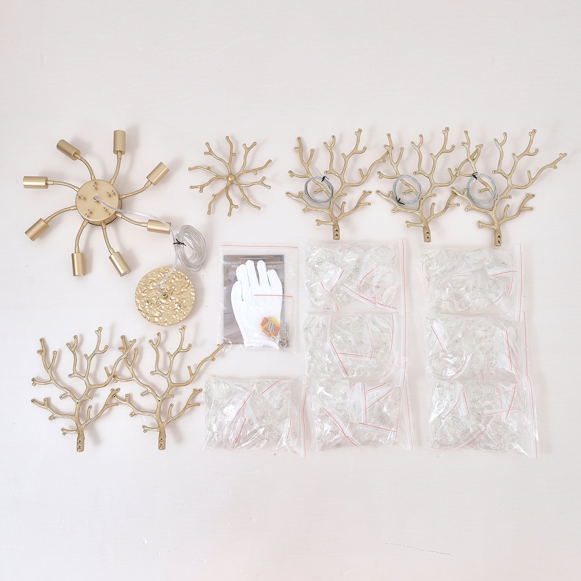 8-Light Crystal Gold Chandelier for Dining Room and Kitchen Island by HouseOfZazla