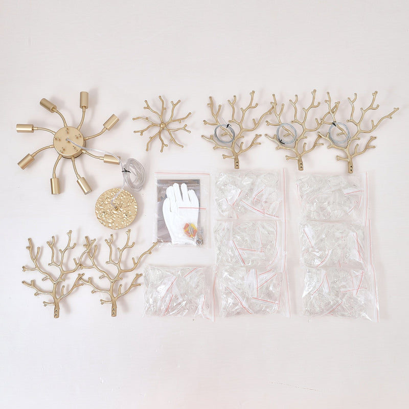 8-Light Crystal Gold Chandelier for Dining Room and Kitchen Island by HouseOfZazla