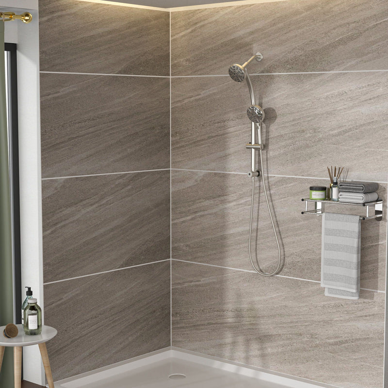 Multi Function Dual Shower Head System With 4.7" Rain Showerhead, 8 Function Hand Shower, Adjustable Slide Bar by HouseOfZazla