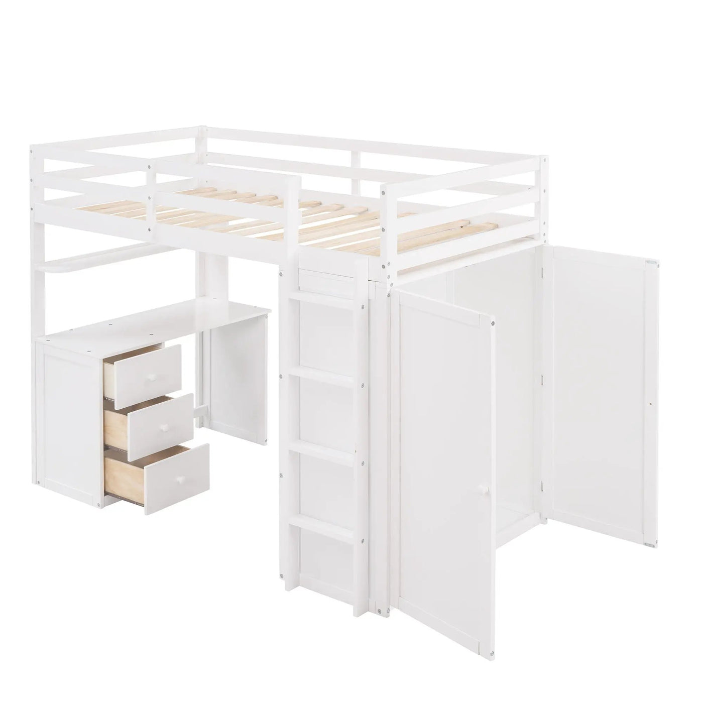 Loft Bed With Drawers, Desk, And Wardrobe by Unique Piece Furniture