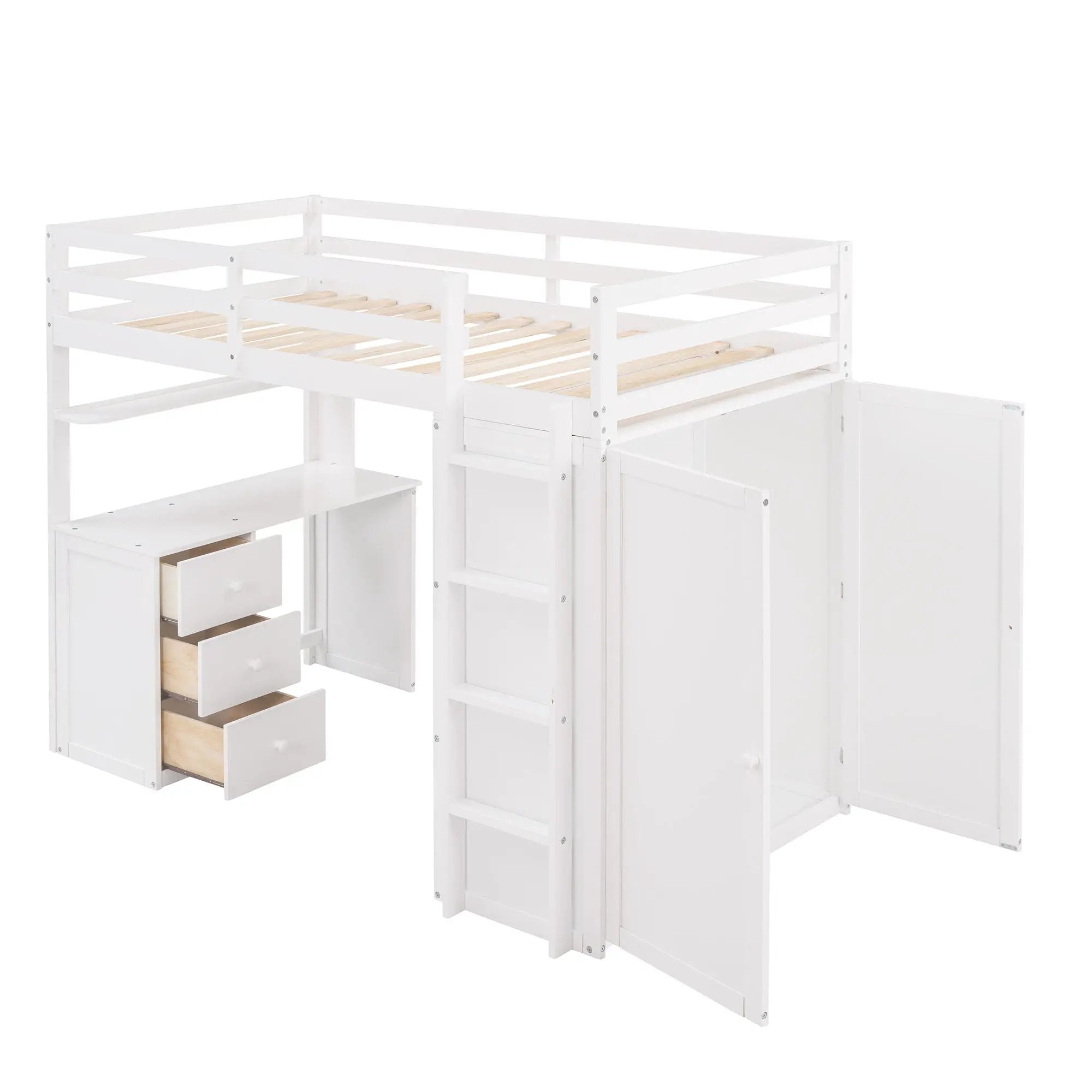 Loft Bed With Drawers, Desk, And Wardrobe by HouseOfZazla