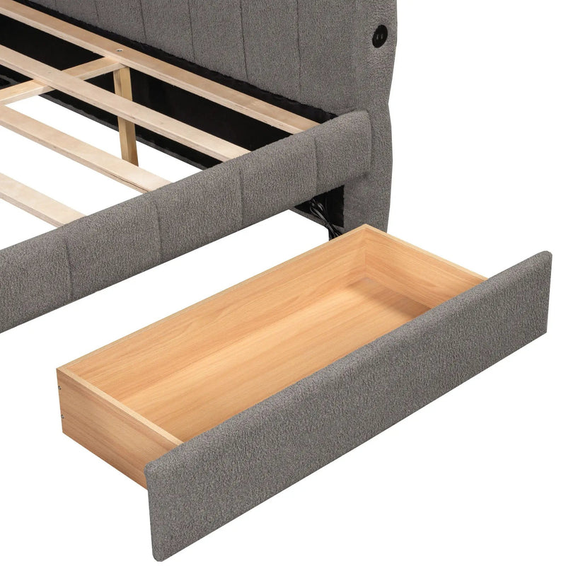 Upholstered Platform Bed With USB Charging