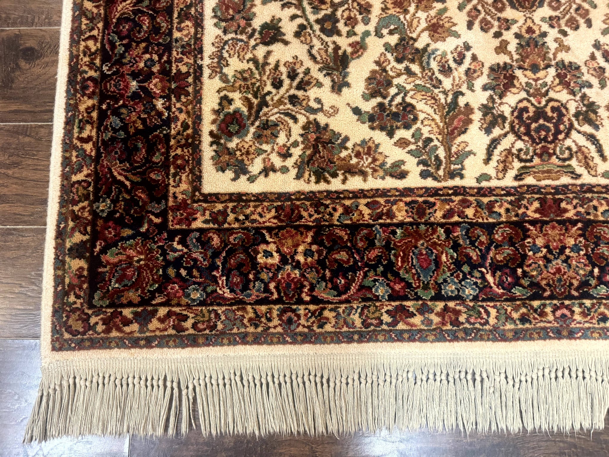 Karastan Rug 5.9 x 9, Ivory Sarouk #760, Wool Pile, Original 700 Series, Vintage by Jewel Rugs
