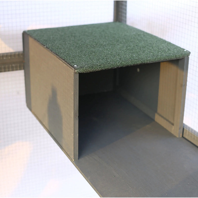 Spacious Wooden Cat Catio Outdoor Kitty House With Bridges And Roof Cover - Gray by HouseOfZazla