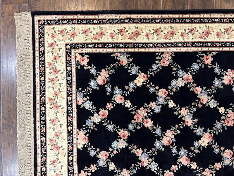 Karastan Rug 8' 8" x 12" Garden of Eden Collection Ebony Trellis #509/1270, Wool Pile Discontinued Vintage Karastan Carpet, Room Sized Rug by Jewel Rugs