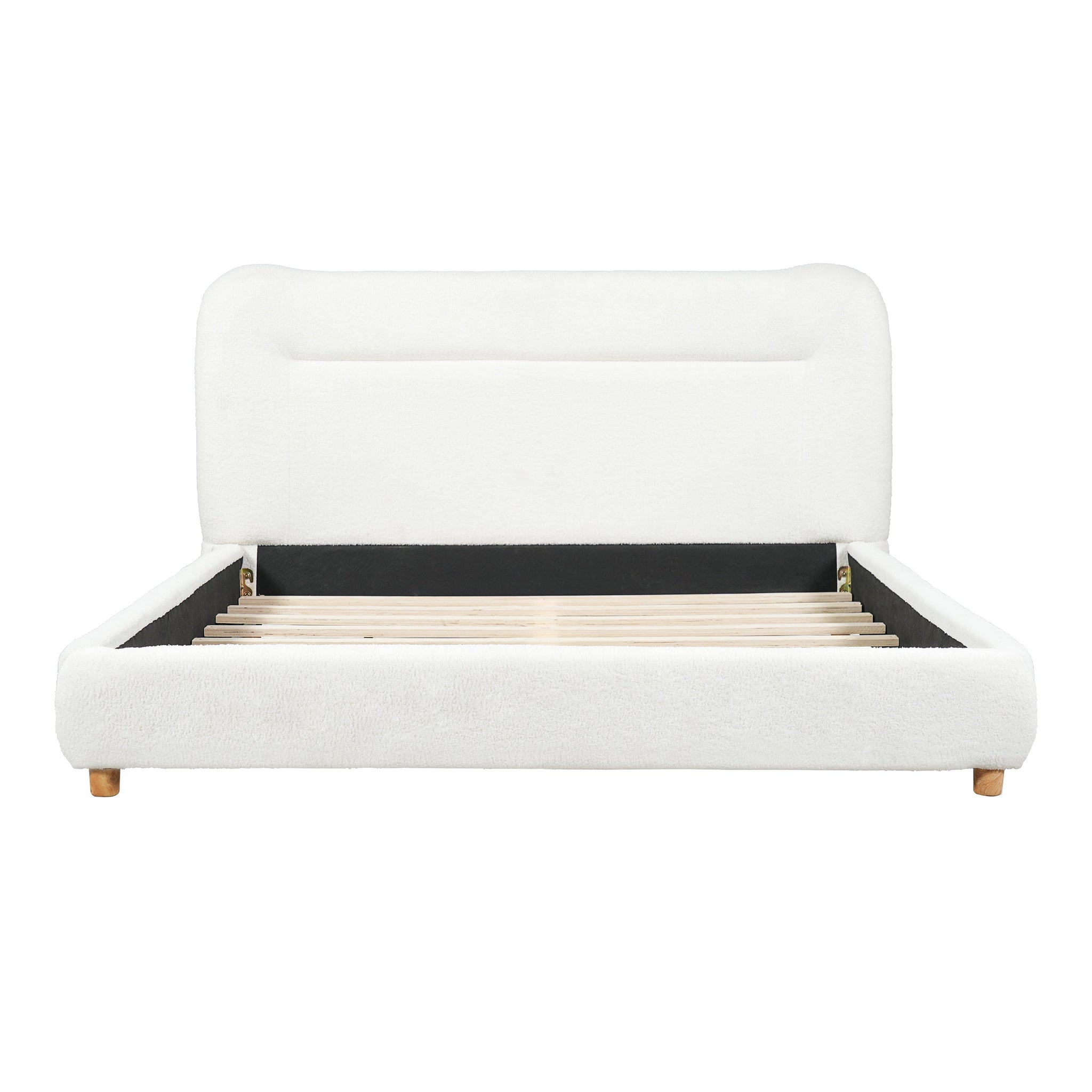Minimalist Curved Headboard Teddy Bear Plush Bed, Queen by HouseOfZazla