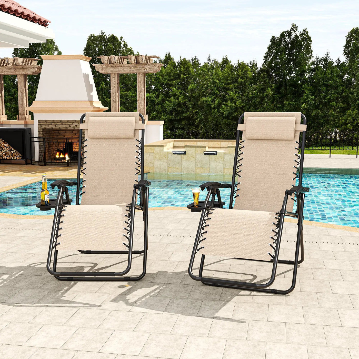Zero Gravity Folding Lounge Chair with Headrest & Removable Tray by HouseOfZazla