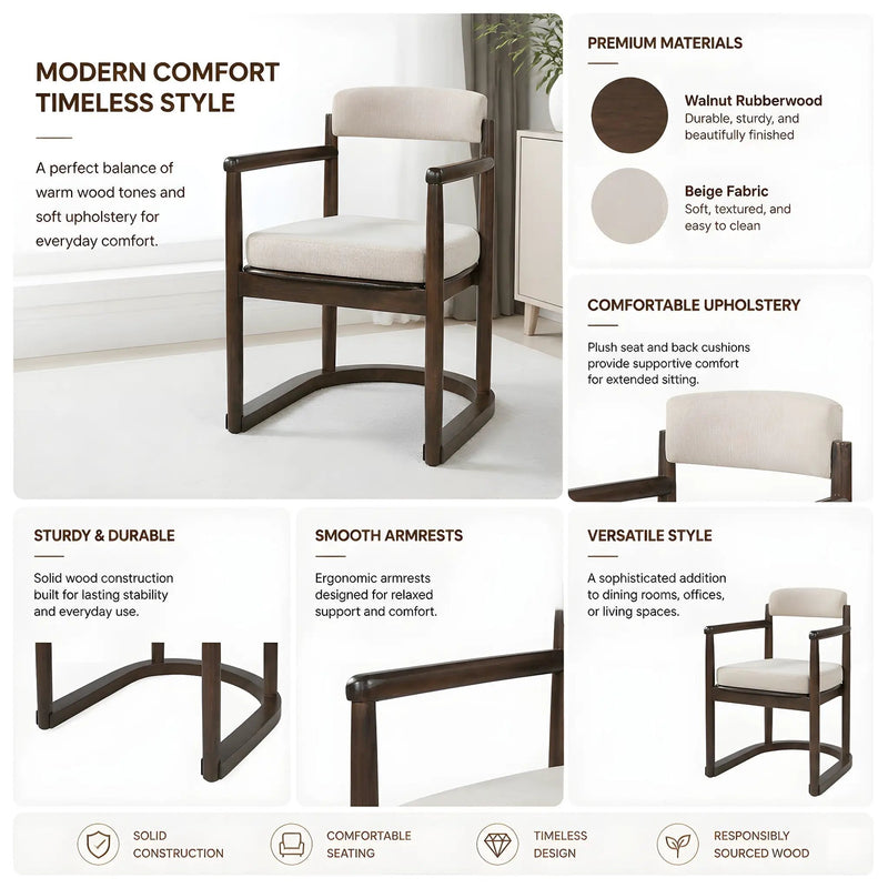 2 Pack Rubberwood Dining Arm Chairs by HouseOfZazla