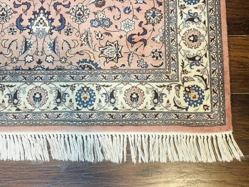 Pak Persian Rug 4x6, Pink and Cream, Very Fine 225 KPSI, Handmade Wool Oriental Carpet by Jewel Rugs