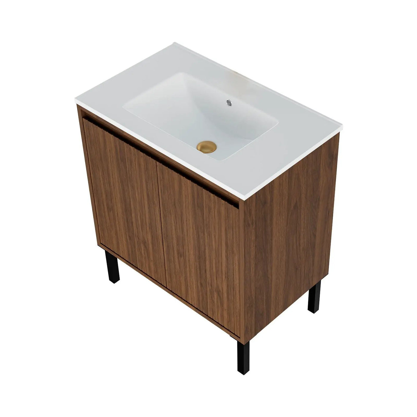 Bathroom Vanity With Ceramic Sink, Floor-Standing Design, Soft-Closing Drawers by HouseOfZazla