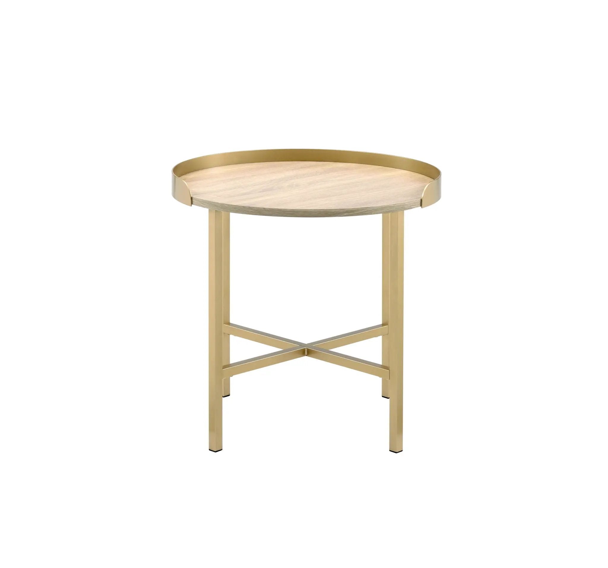Mithea - End Table - Oak / Gold by HouseOfZazla