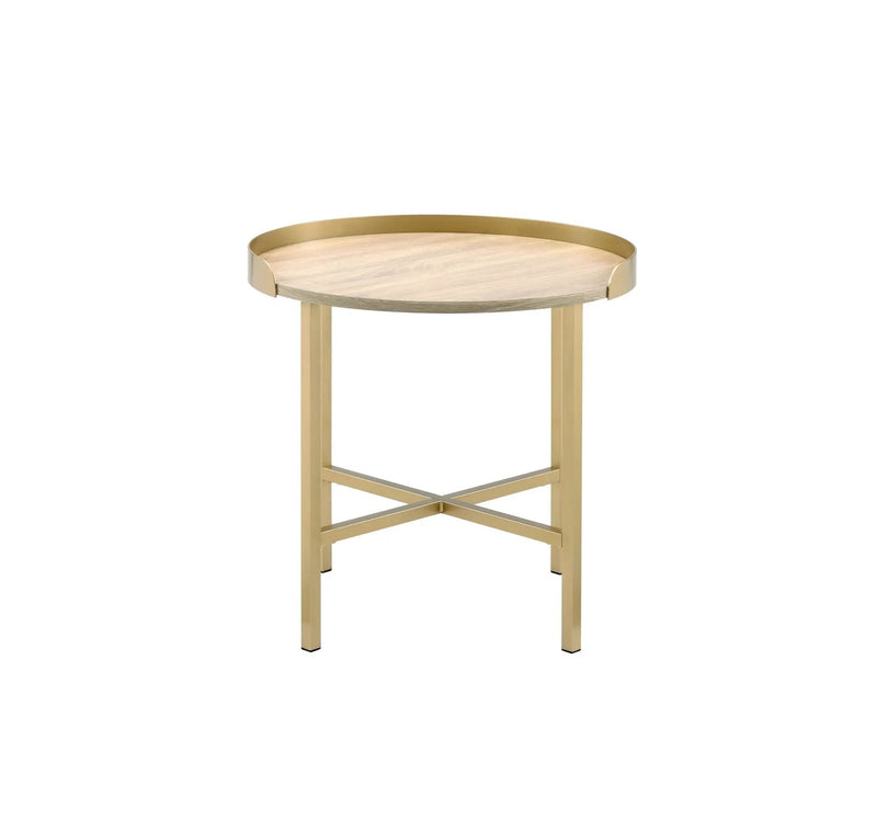 Mithea - End Table - Oak / Gold by HouseOfZazla