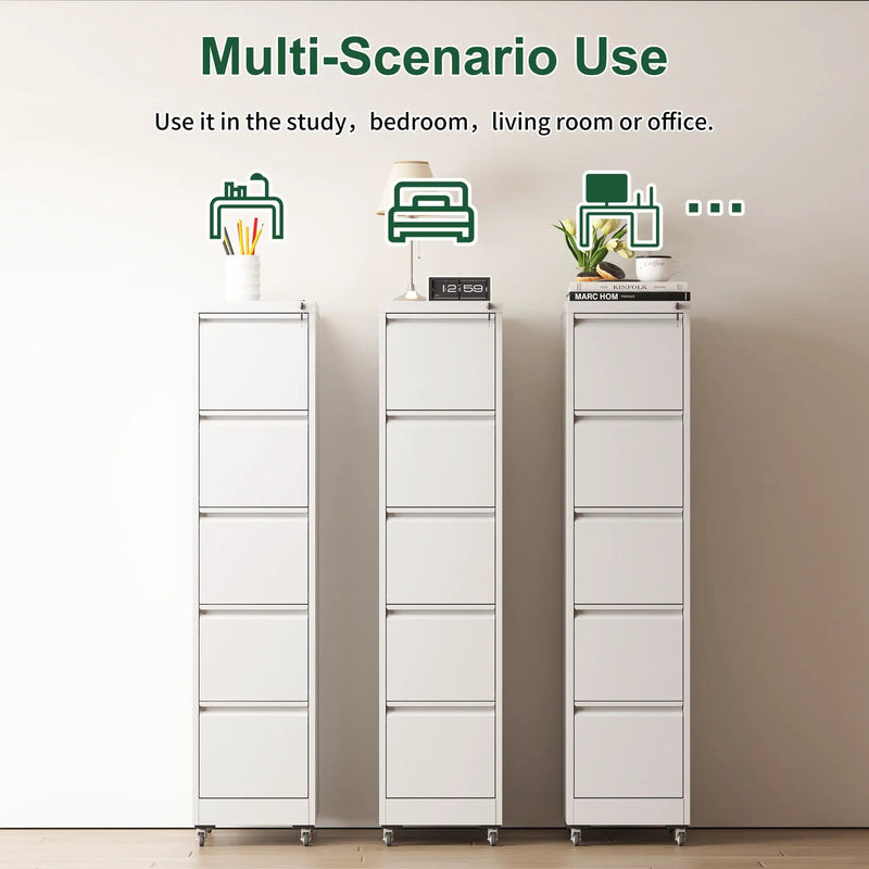 Drawer Metal Locking Vertical File Cabinet With Wheels Heavy Duty Lockable Storage by Unique Piece Furniture