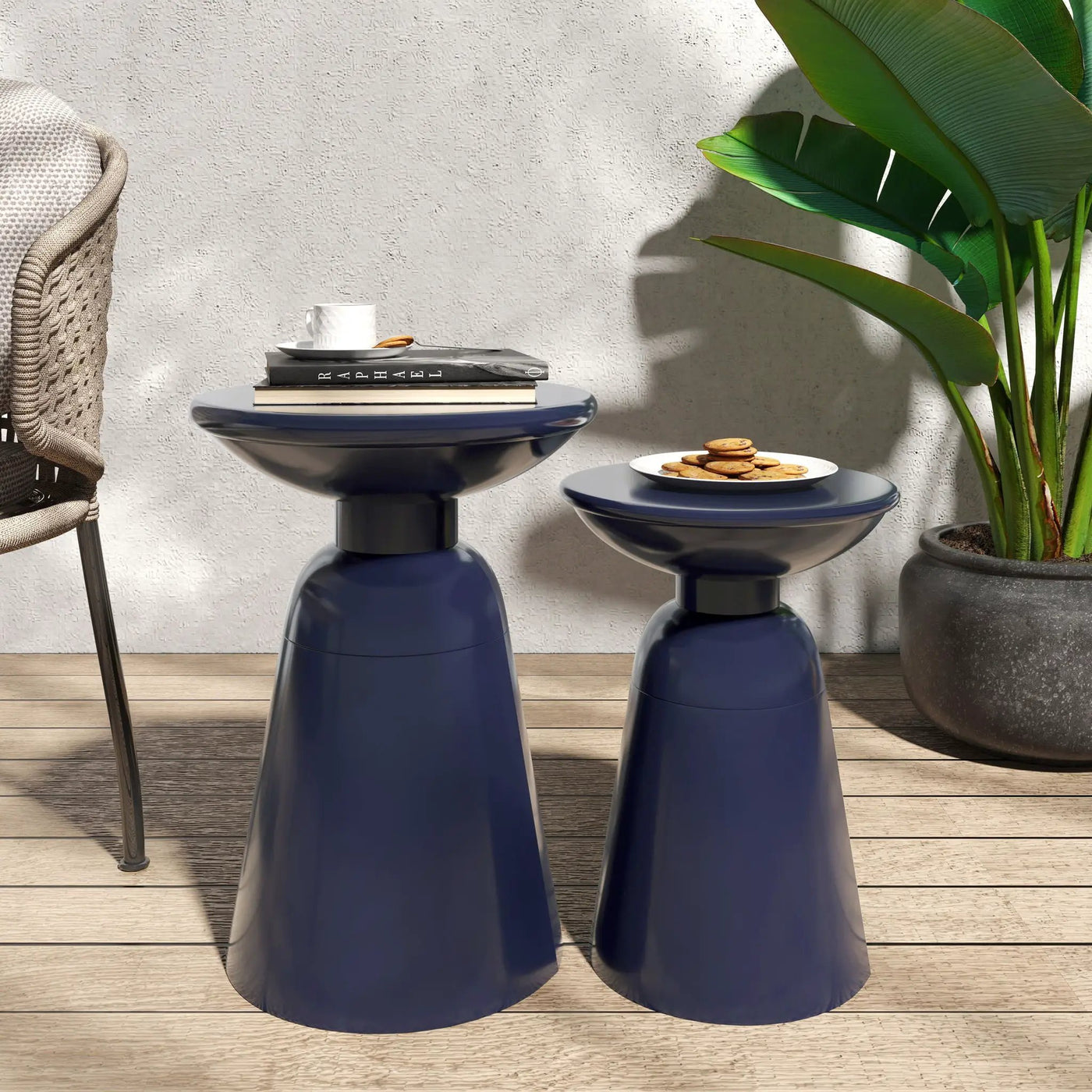 Serenita Outdoor Side Tables With Flared Design (Set of 2) by HouseOfZazla
