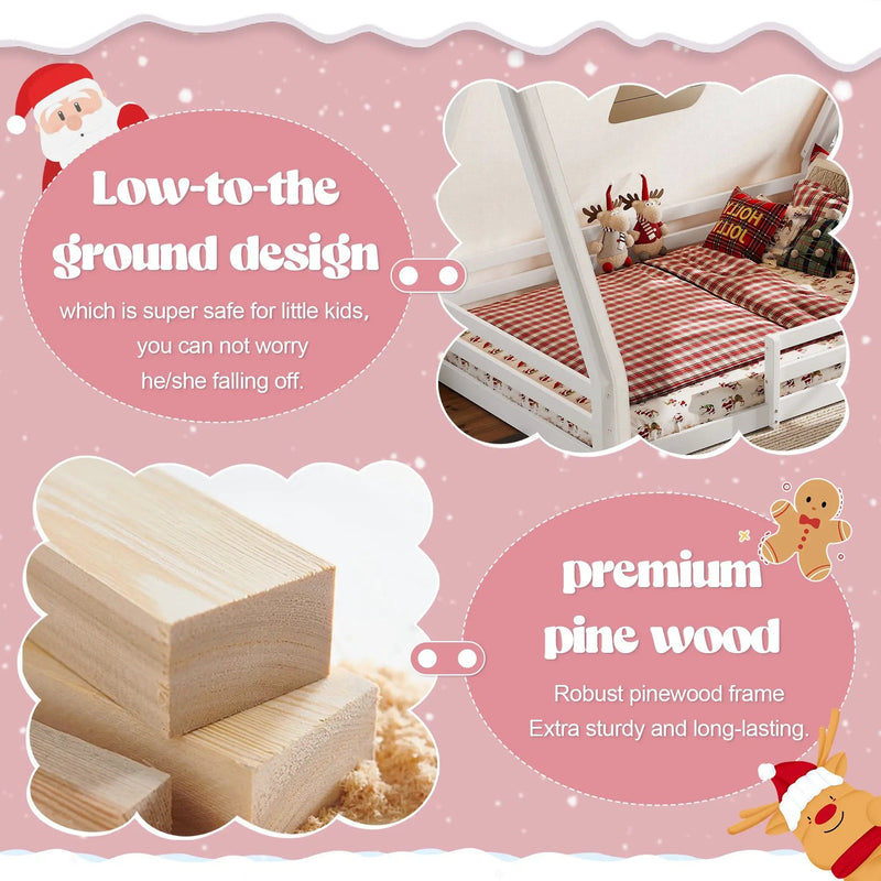 Full Size House Floor Bed with Tent and Light by HouseOfZazla