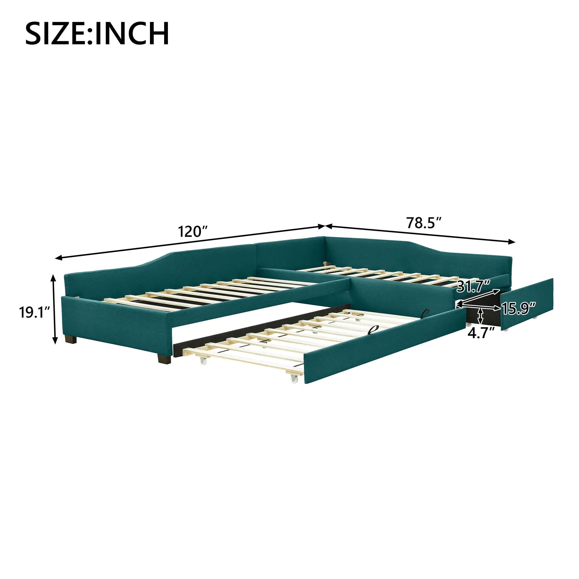 Upholstered Double Daybed With Trundle And Drawer by Unique Piece Furniture