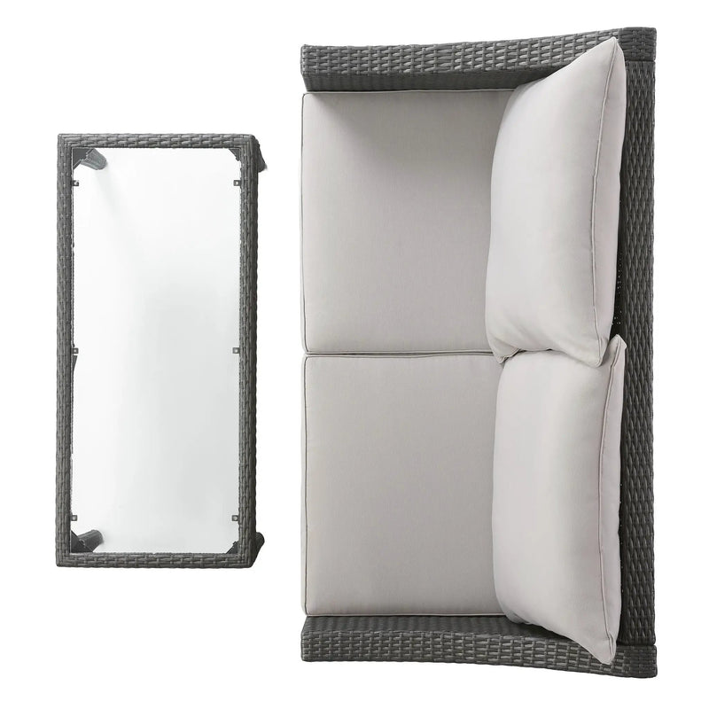 Contemporary Antibes Loveseat & Table Set Outdoor - Gray by HouseOfZazla