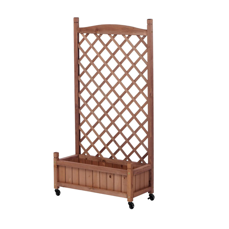 Raised Garden Bed With Trellis 2 Pack, Outdoor Planter Box & Plant Stand With Climbing Racks - Brown by HouseOfZazla