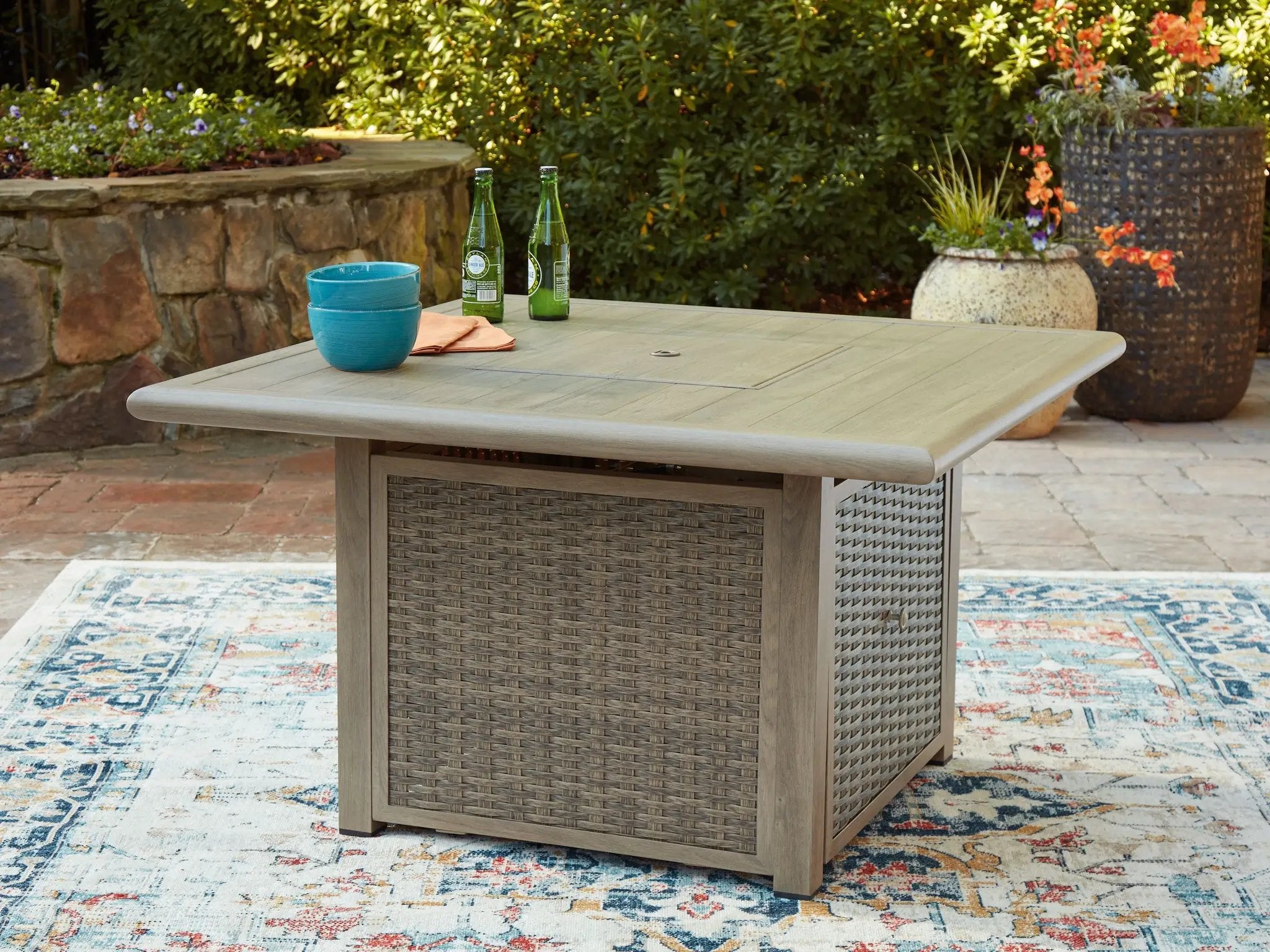 Cliff Trails - Square Fire Pit Table - Beige by Unique Piece Furniture