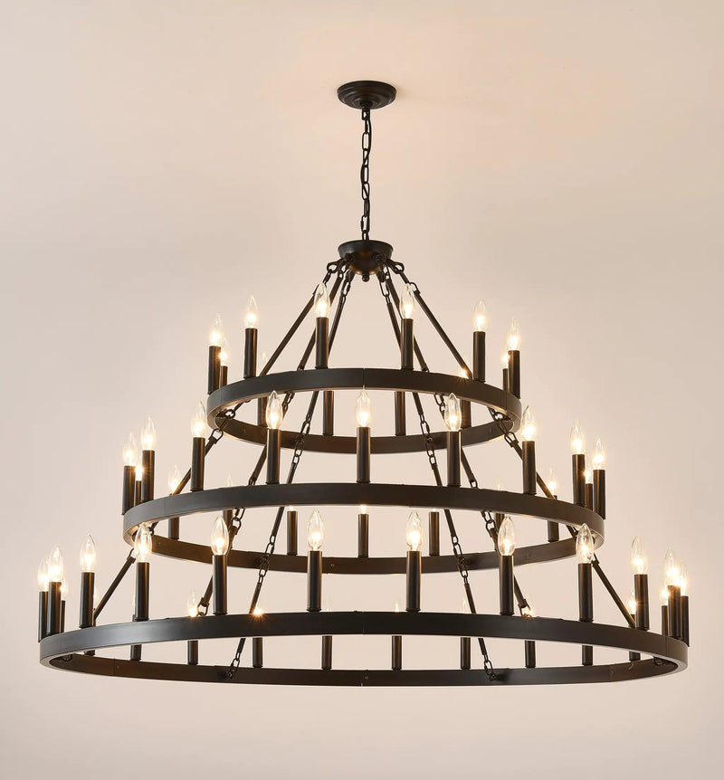 39.37 Inch 3-Tiers Wagon Wheel Chandelier by HouseOfZazla