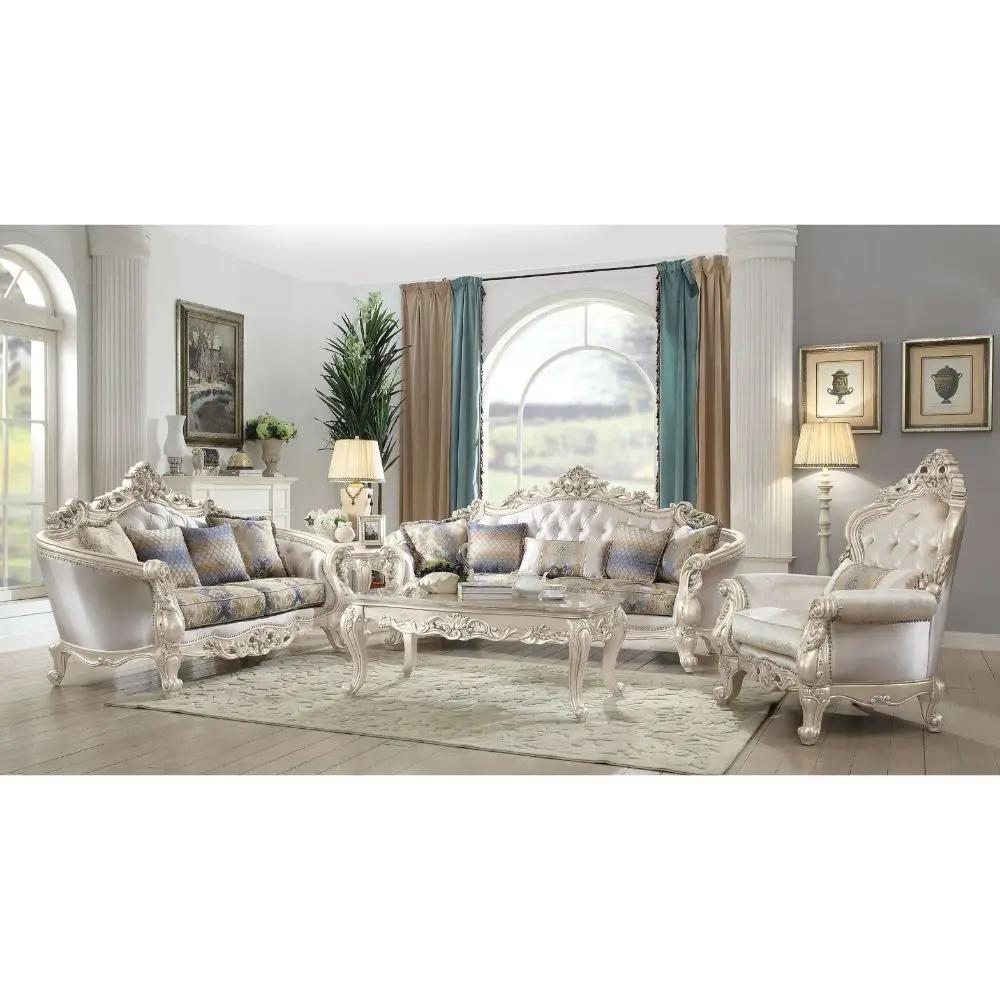 Gorsedd - Loveseat With 4 Pillows - Fabric & Golden Ivory by Unique Piece Furniture