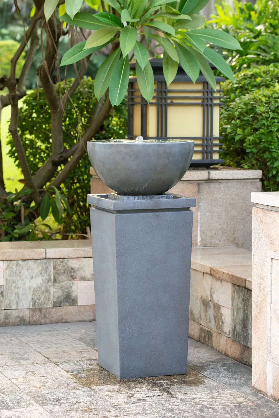Zen Bowl Water Fountain, Outdoor Bird Feeder / Bath Fountains, Relaxing Water Feature For Garden by Unique Piece Furniture