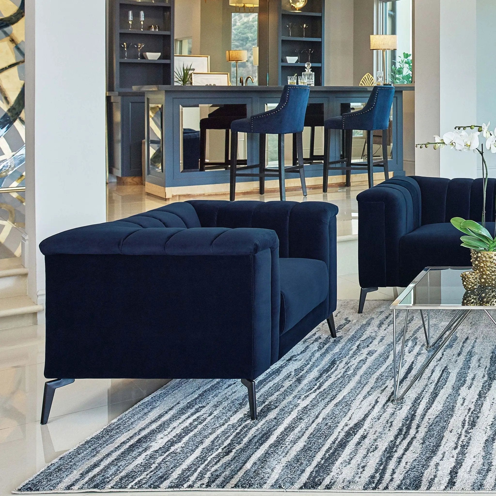 Darci - Accent Armchair With Seating And Tapered Legs - Blue by HouseOfZazla